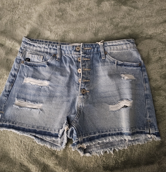 KanCan Pants - KanCan Light Blue Distressed Jean Shorts Size L